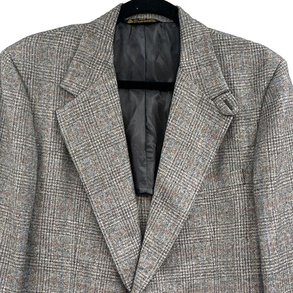 VTG Doncaster Sportcoat 40 Wool 2 Button Academia Busines Career Professor Plaid - Picture 7 of 15